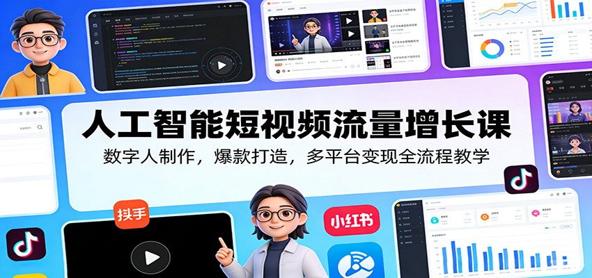 人工智能短视频流量增长课：数字人制作，爆款打造，多平台变现全流程教学-保成圈-山云人力,分享创业咨询_最新网络项目资源