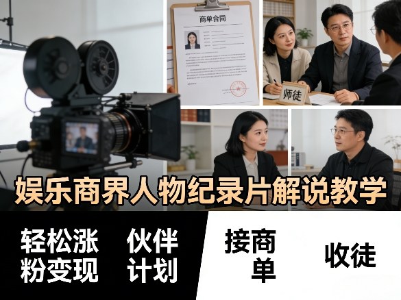 娱乐商界人物纪录片解说教学，轻松涨粉变现，伙伴计划，接商单，收徒等-保成圈-山云人力,分享创业咨询_最新网络项目资源