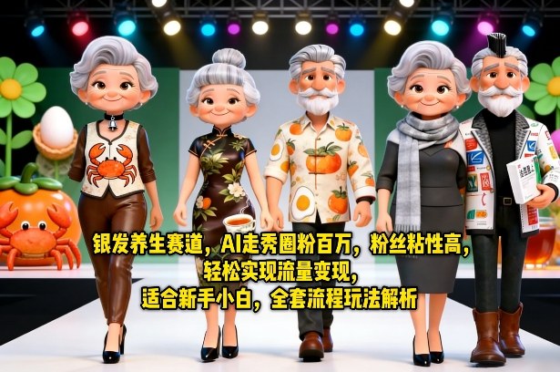 银发养生赛道，AI走秀圈粉百万，粉丝粘性高，轻松实现流量变现，适合新手小白，全套流程玩法解析-保成圈-山云人力,分享创业咨询_最新网络项目资源