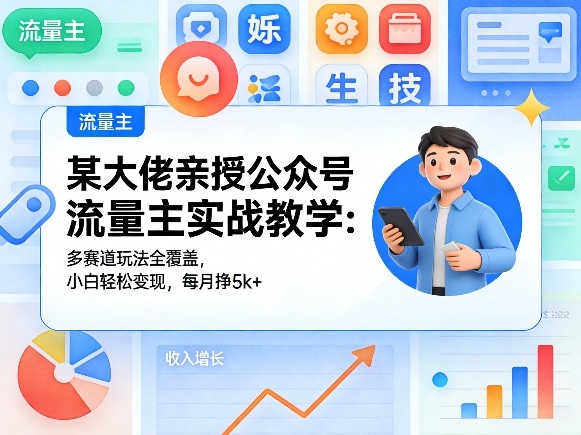 某大佬亲授公众号流量主实战教学：多赛道玩法全覆盖，小白轻松变现，每月多挣5k+-保成圈-山云人力,分享创业咨询_最新网络项目资源