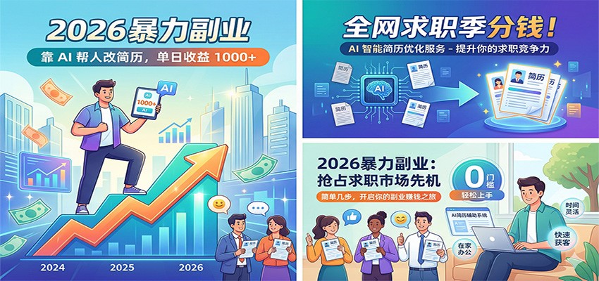 2026暴力副业：靠AI帮人改简历，单日收益1000+，全网求职季分钱-保成圈-山云人力,分享创业咨询_最新网络项目资源