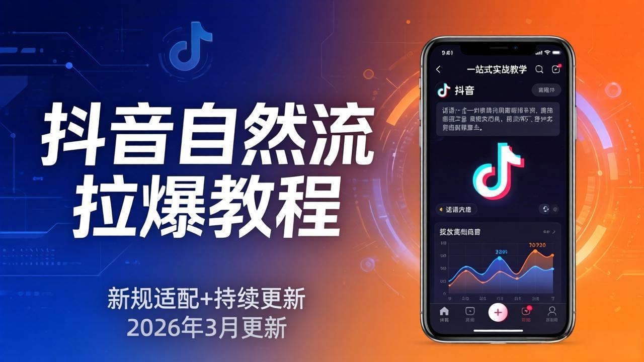 抖音自然流拉爆教程：新规适配+持续更新，话术+投放+起号一站式实战教学(更新26年3月-保成圈-山云人力,分享创业咨询_最新网络项目资源