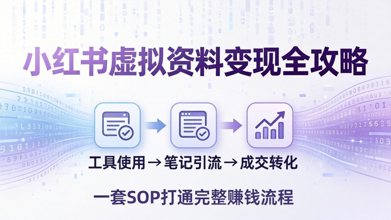 小红书虚拟资料变现全攻略：从工具使用到笔记引流成交，一套 SOP 打通完整赚钱流程-保成圈-山云人力,分享创业咨询_最新网络项目资源