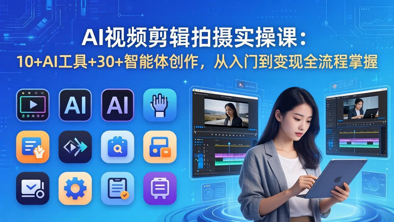 AI 视频剪辑拍摄实操课：10+AI工具+30+智能体创作，从入门到变现全流程掌握-保成圈-山云人力,分享创业咨询_最新网络项目资源