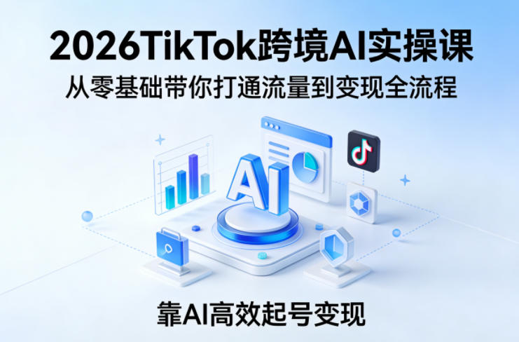 2026TikTok跨境AI实操课，从零基础带你打通流量到变现全流程，靠AI高效起号变现-保成圈-山云人力,分享创业咨询_最新网络项目资源