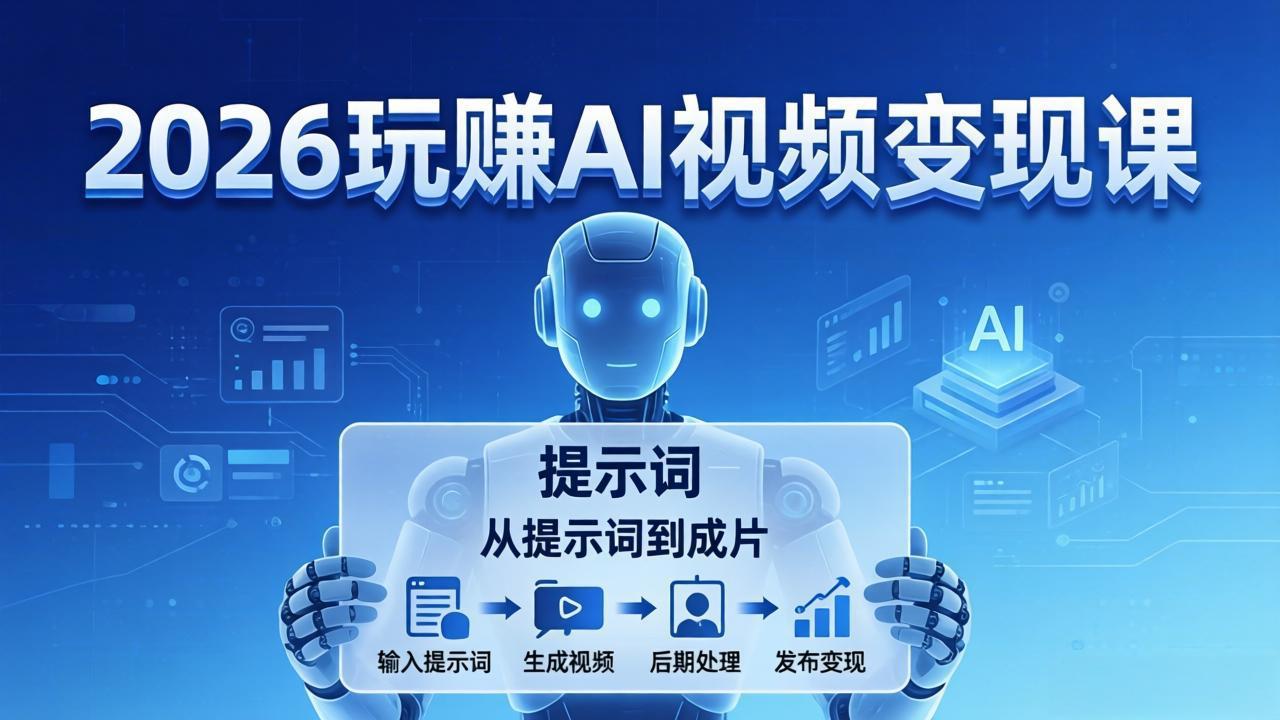 2026玩赚AI视频变现课：掌握 AI 视频全流程技能，从提示词到成片高效产出-保成圈-山云人力,分享创业咨询_最新网络项目资源