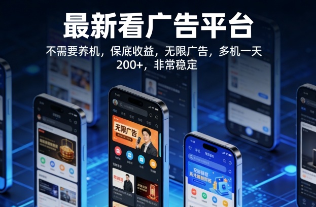 最新看广告平台，不需要养机，保底收益，无限广告，多机一天200+，非常稳定【揭秘】-保成圈-山云人力,分享创业咨询_最新网络项目资源