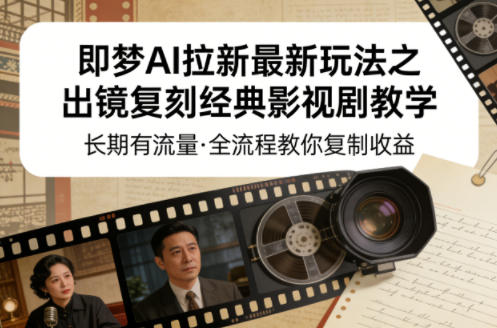 即梦AI拉新最新玩法之出镜复刻经典影视剧教学，长期有流量，全流程教你复制收益-保成圈-山云人力,分享创业咨询_最新网络项目资源