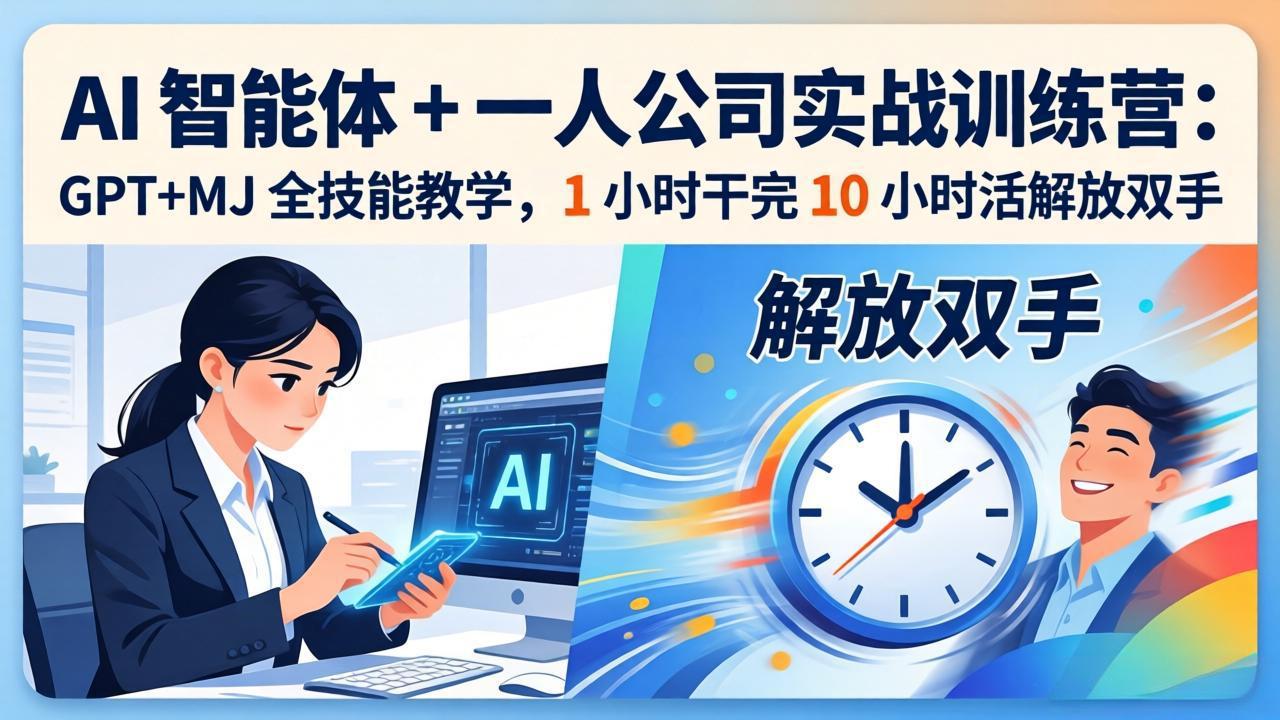 AI 智能体 + 一人公司实战训练营：GPT+MJ 全技能教学，1 小时干完 10 小时活解放双手-保成圈-山云人力,分享创业咨询_最新网络项目资源