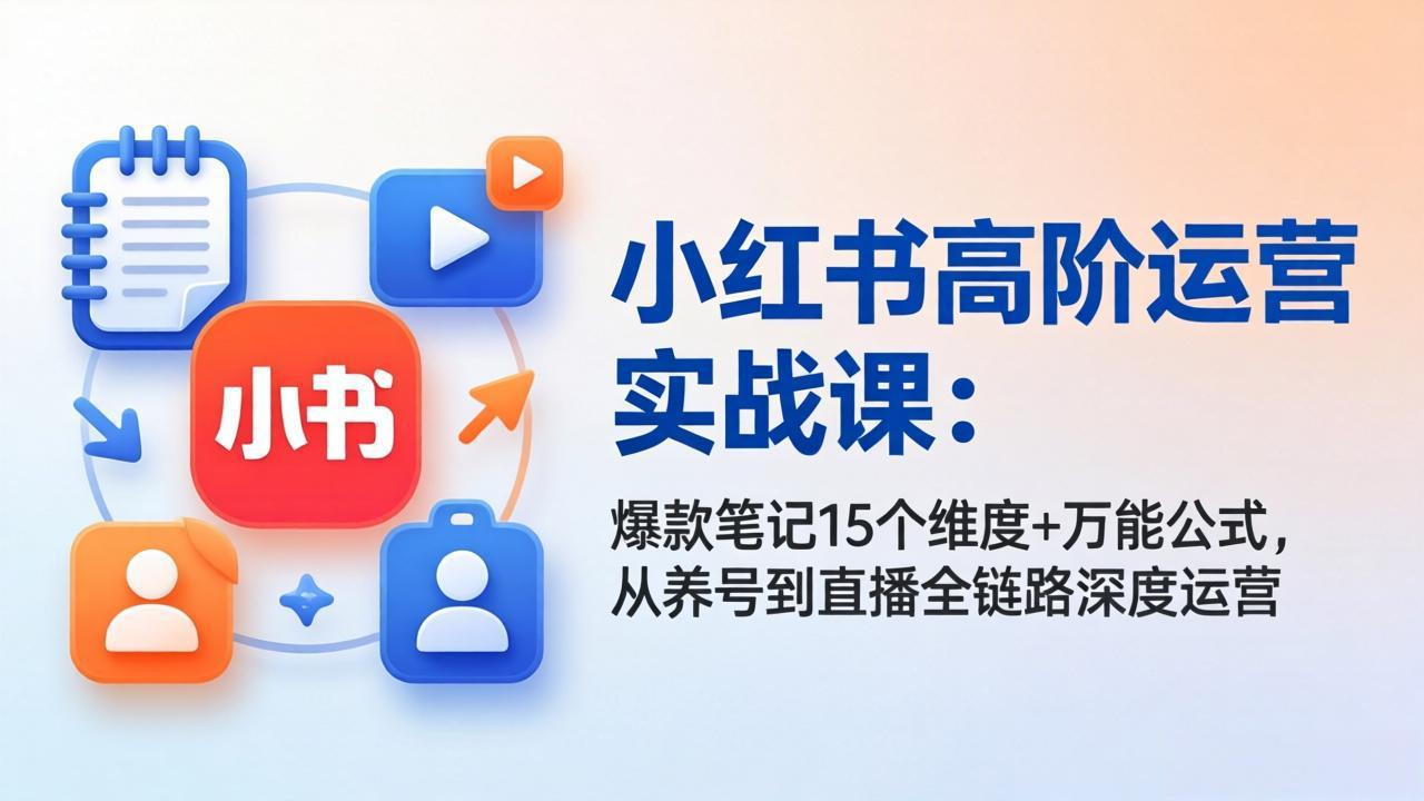 小红书高阶运营实战课：爆款笔记15个维度+万能公式，从养号到直播全链路深度运营-保成圈-山云人力,分享创业咨询_最新网络项目资源