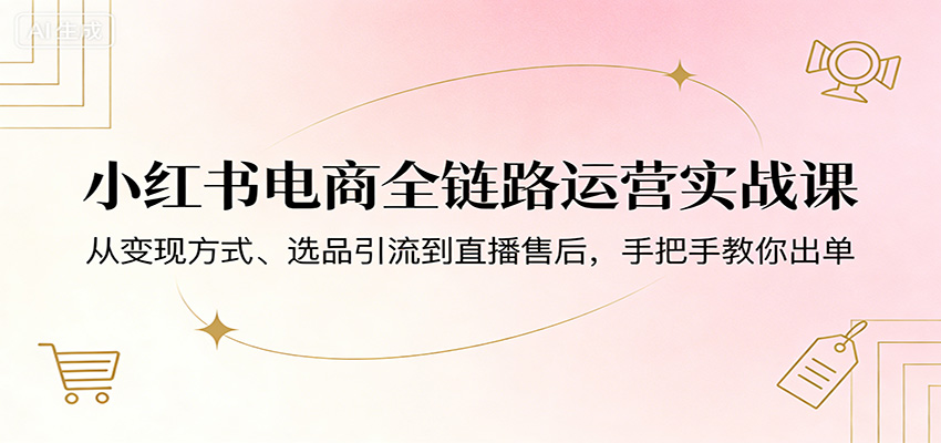 小红书电商全链路运营实战课：从变现方式、选品引流到直播售后，手把手教你出单-保成圈-山云人力,分享创业咨询_最新网络项目资源
