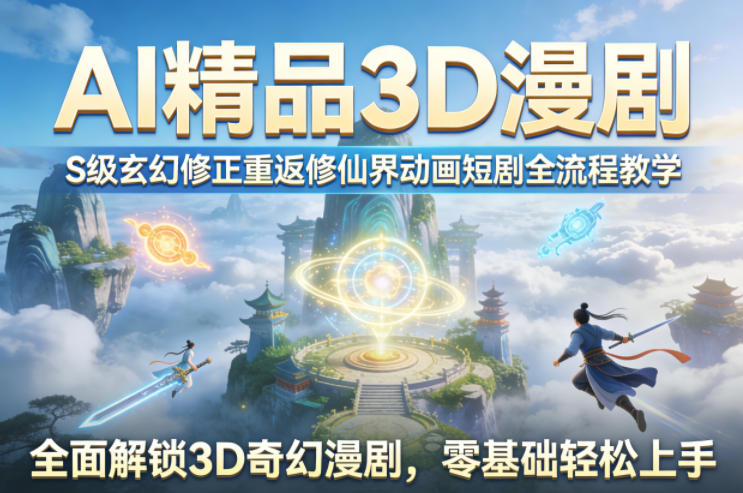 AI精品3D漫剧S级玄幻修正重返修仙界动画短剧全流程教学，全面解锁3D奇幻漫剧，零基础轻松上手-保成圈-山云人力,分享创业咨询_最新网络项目资源