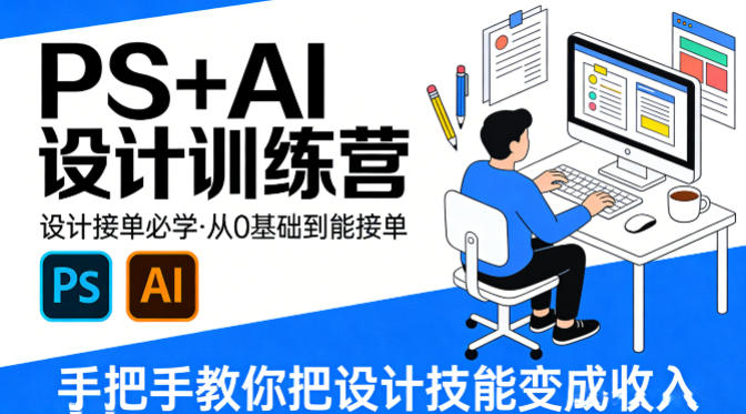 设计接单必学，PS+AI设计训练营，从0基础到能接单，手把手教你把设计技能变成收入-保成圈-山云人力,分享创业咨询_最新网络项目资源