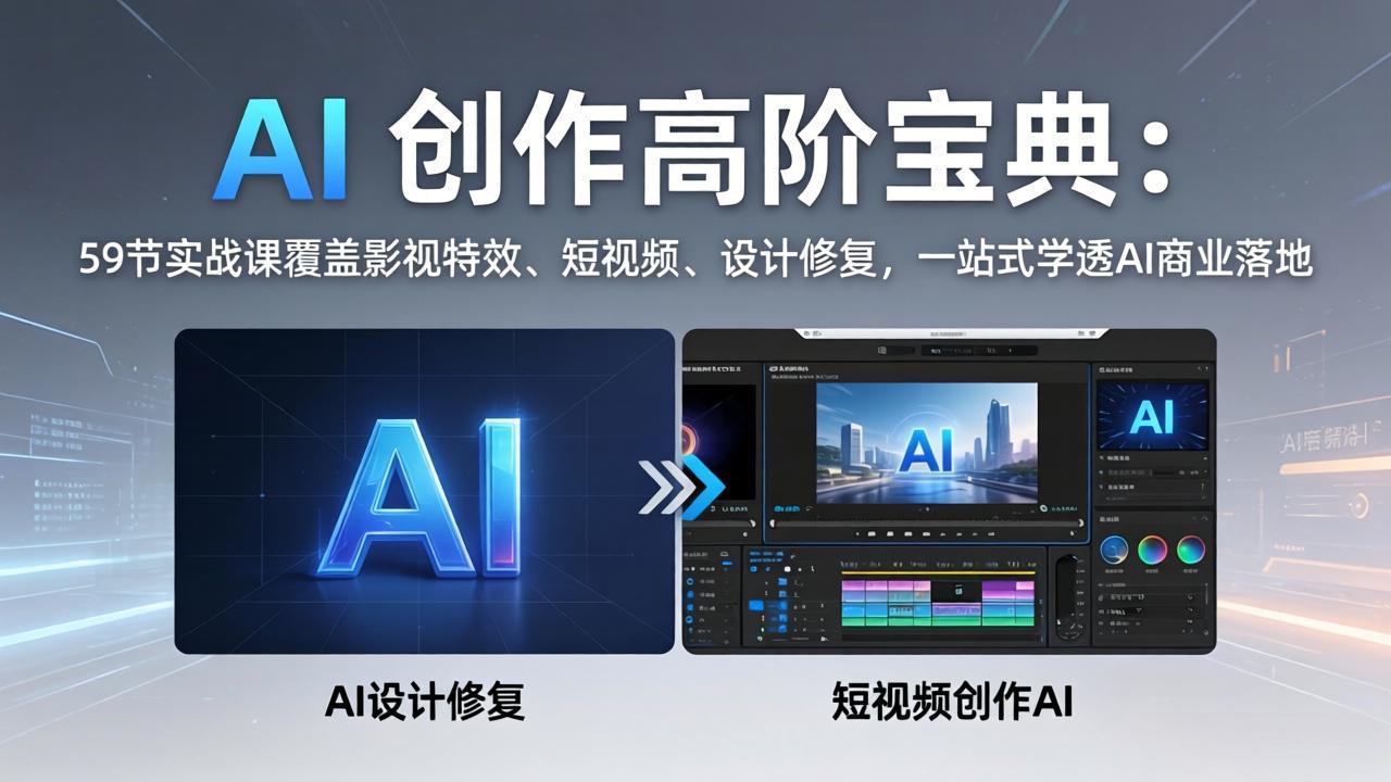 AI 创作高阶宝典：59节实战课覆盖影视特效、短视频、设计修复，一站式学透AI商业落地-保成圈-山云人力,分享创业咨询_最新网络项目资源