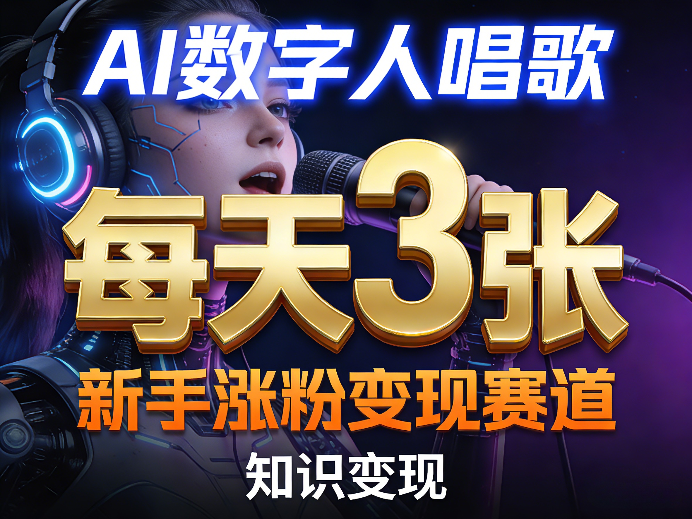AI数字人唱歌，新手涨粉变现赛道，每天3张和知识付费，副业必备-保成圈-山云人力,分享创业咨询_最新网络项目资源