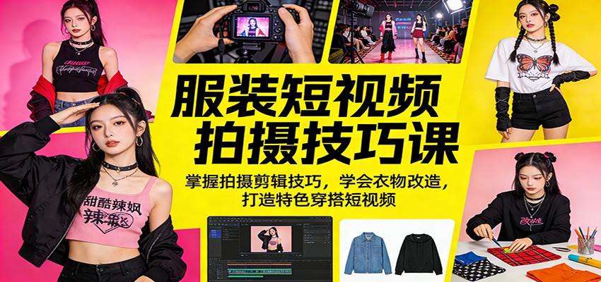 服装短视频拍摄技巧课：掌握拍摄剪辑技巧，学会衣物改造，打造特色穿搭短视频-保成圈-山云人力,分享创业咨询_最新网络项目资源