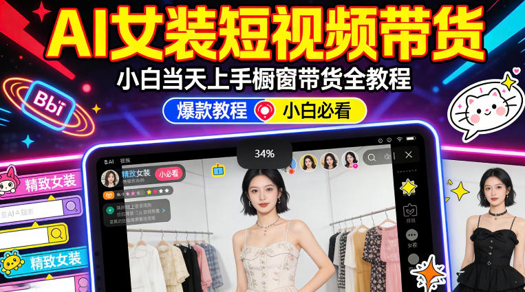 AI女装短视频橱窗带货：小白零门槛当天上手，高佣金爆款轻松賺！-保成圈-山云人力,分享创业咨询_最新网络项目资源