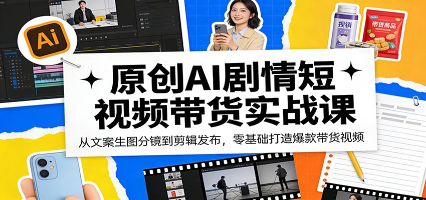 原创AI剧情短视频带货实战课：从文案生图分镜到剪辑发布，零基础打造爆款带货视频-保成圈-山云人力,分享创业咨询_最新网络项目资源