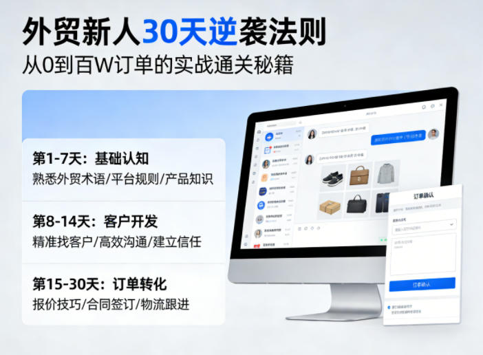 外贸新人30天逆袭法则，教你从0到百W订单的实战通关秘籍-保成圈-山云人力,分享创业咨询_最新网络项目资源