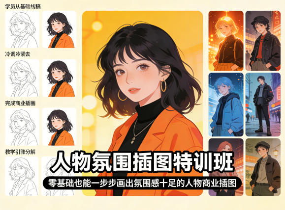 人物氛围插图特训班，零基础也能一步步画出氛围感十足的人物商业插图-保成圈-山云人力,分享创业咨询_最新网络项目资源