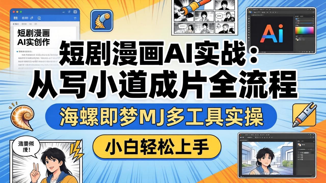 短剧漫画AI实战：从写小说到成片全流程，海螺即梦MJ多工具实操，小白轻松上手-保成圈-山云人力,分享创业咨询_最新网络项目资源