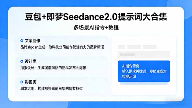 豆包+即梦Seedance2.0提示词大合集：多场景AI指令+教程，解锁文案、设计、影视高效创作-保成圈-山云人力,分享创业咨询_最新网络项目资源