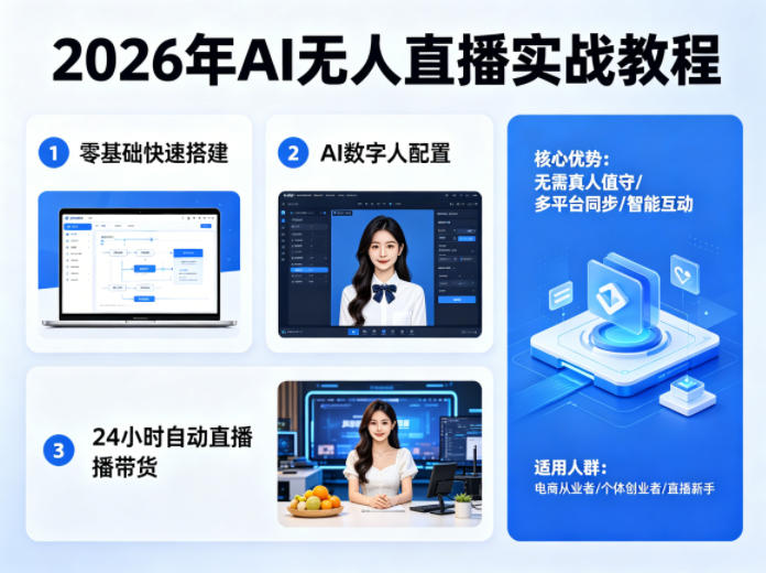 2026年AI无人直播实战教程，零基础也能快速搭建AI数字人无人直播间，实现24小时自动直播带货-保成圈-山云人力,分享创业咨询_最新网络项目资源