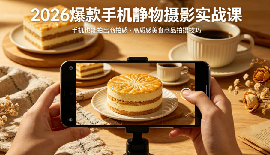 2026爆款手机静物摄影实战课，手机也能拍出商拍感，学会拍出高质感美食商品-保成圈-山云人力,分享创业咨询_最新网络项目资源