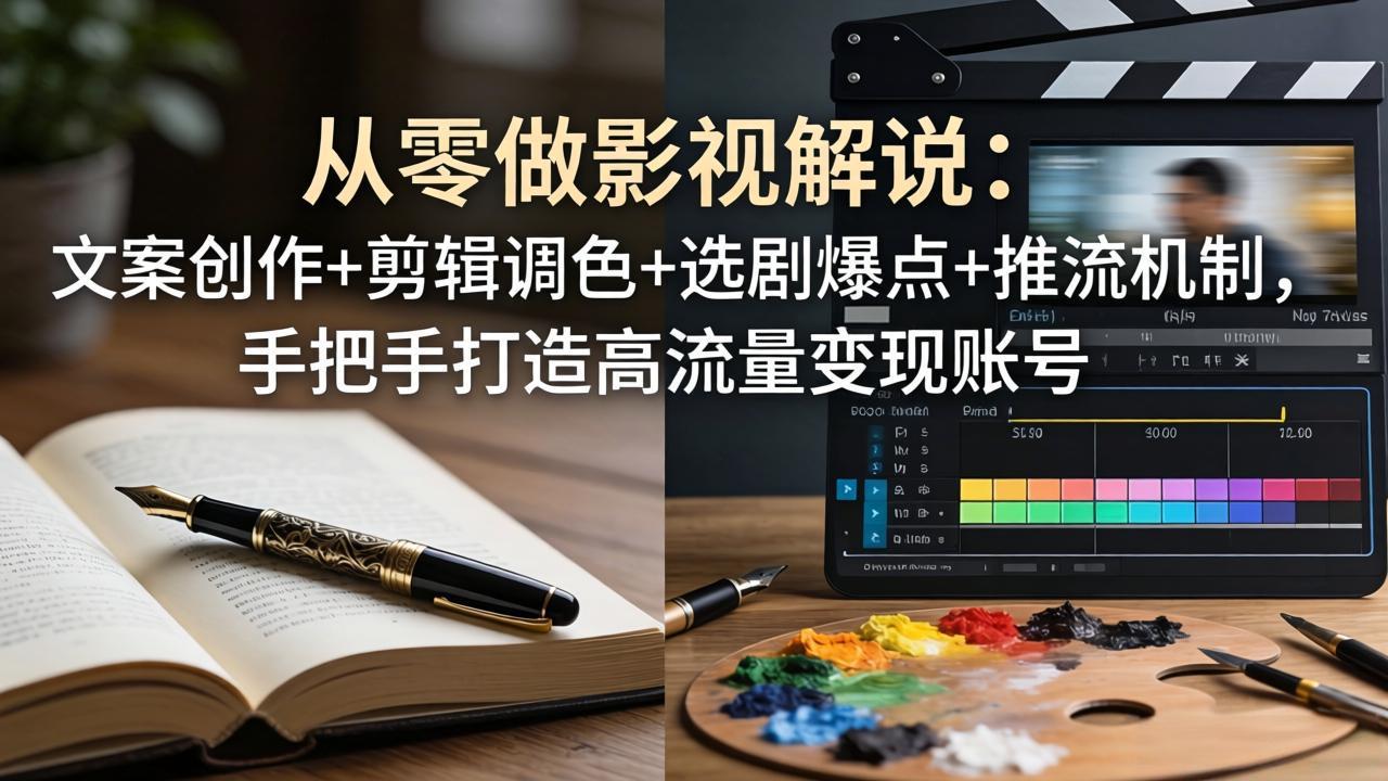 从零做影视解说：文案创作+剪辑调色+选剧爆点+推流机制，手把手打造高流量变现账号-保成圈-山云人力,分享创业咨询_最新网络项目资源