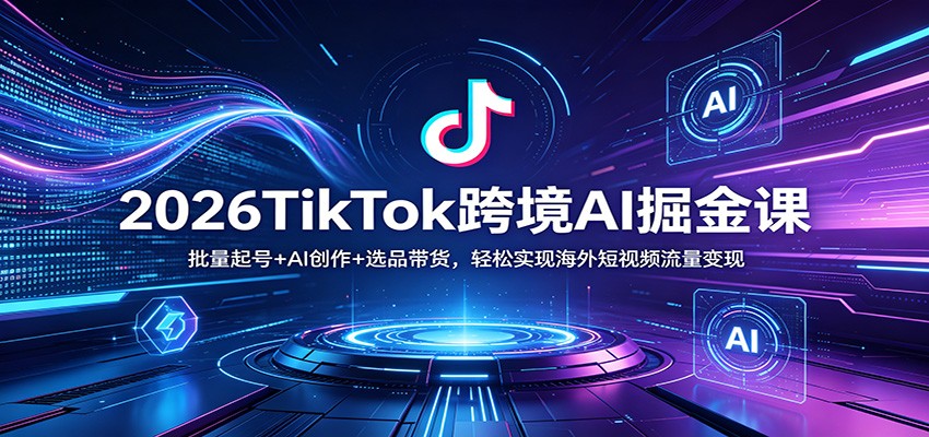 2026TikTok跨境AI掘金课：批量起号+AI创作+选品带货，轻松实现海外短视频流量变现-保成圈-山云人力,分享创业咨询_最新网络项目资源