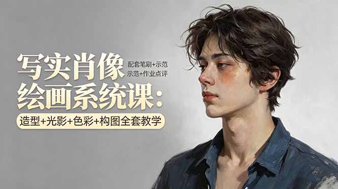 写实肖像绘画系统课：造型+光影+色彩+构图全套教学，配套笔刷+示范+作业点评-保成圈-山云人力,分享创业咨询_最新网络项目资源
