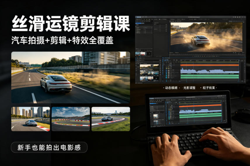 大叔丝滑运镜剪辑课，汽车拍摄+剪辑+特效全覆盖，新手也能拍出电影感-保成圈-山云人力,分享创业咨询_最新网络项目资源