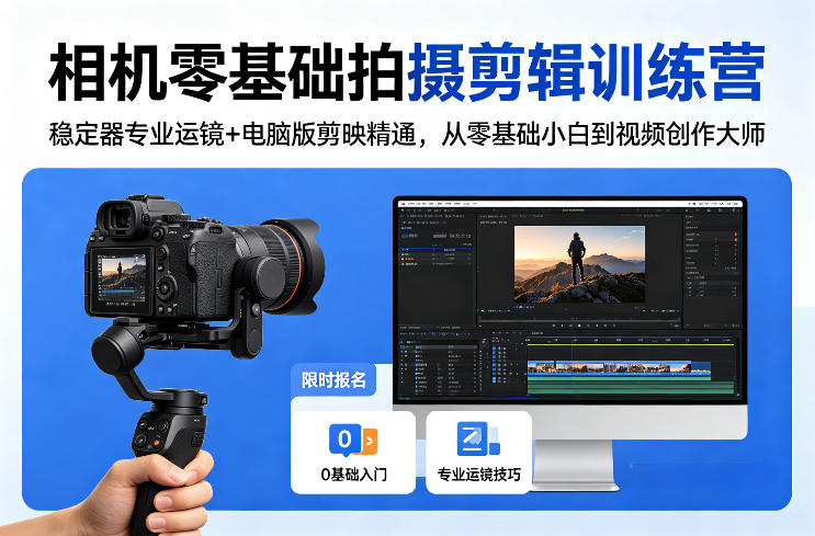 相机零基础拍摄剪辑训练营：稳定器专业运镜+电脑版剪映精通，从零基础小白到视频创作大师-保成圈-山云人力,分享创业咨询_最新网络项目资源