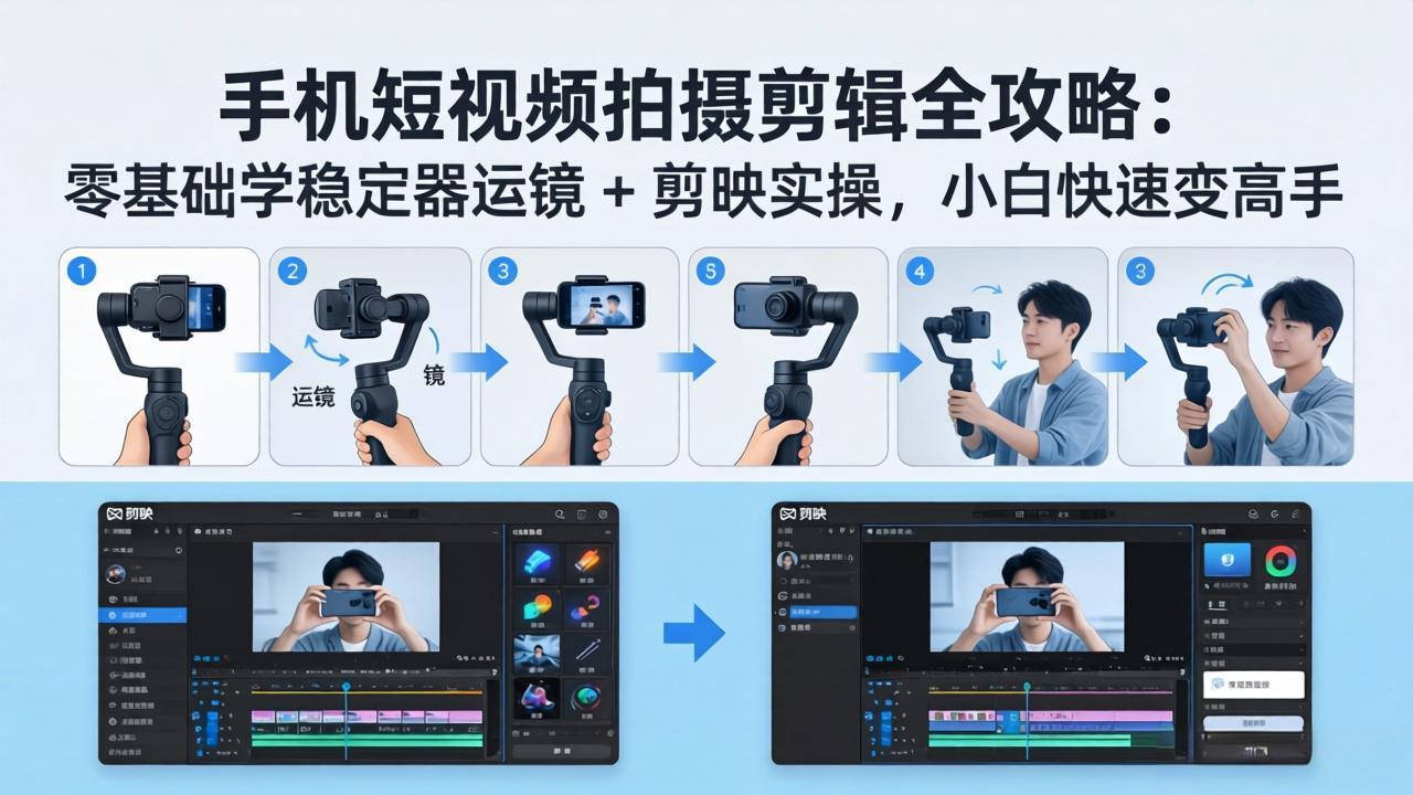 手机短视频拍摄剪辑全攻略：零基础学稳定器运镜 + 剪映实操，小白快速变高手-保成圈-山云人力,分享创业咨询_最新网络项目资源