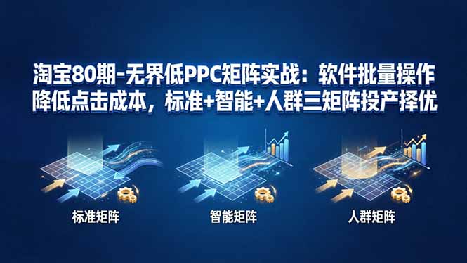 淘宝80期-无界低PPC矩阵实战：软件批量操作降低点击成本，标准+智能+人群三矩阵投产择优-保成圈-山云人力,分享创业咨询_最新网络项目资源
