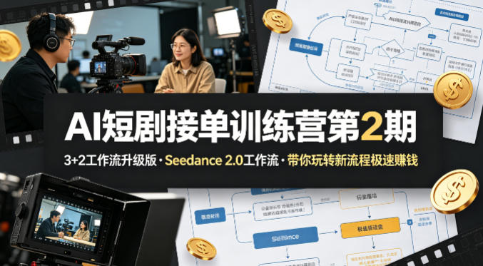 AI短剧接单训练营第2期，3+2工作流升级版，Seedance 2.0工作流，带你玩转新流程极速賺钱-保成圈-山云人力,分享创业咨询_最新网络项目资源