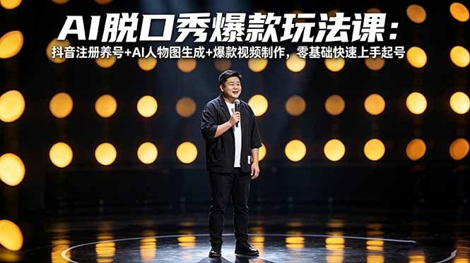 AI脱口秀爆款玩法课：抖音注册养号+AI人物图生成+爆款视频制作，零基础快速上手起号-保成圈-山云人力,分享创业咨询_最新网络项目资源