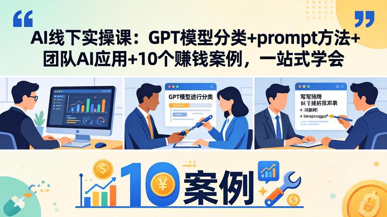 AI线下实操课：GPT模型分类+prompt方法+团队AI应用+10个赚钱案例，一站式学会-保成圈-山云人力,分享创业咨询_最新网络项目资源