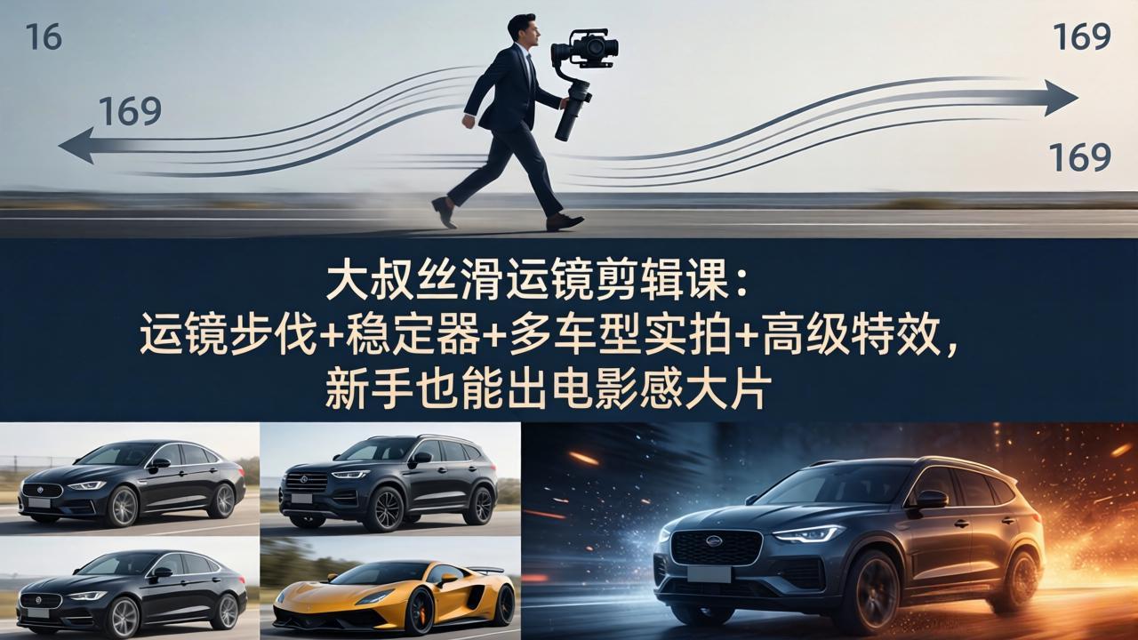 大叔丝滑运镜剪辑课：运镜步伐+稳定器+多车型实拍+高级特效，新手也能出电影感大片-保成圈-山云人力,分享创业咨询_最新网络项目资源