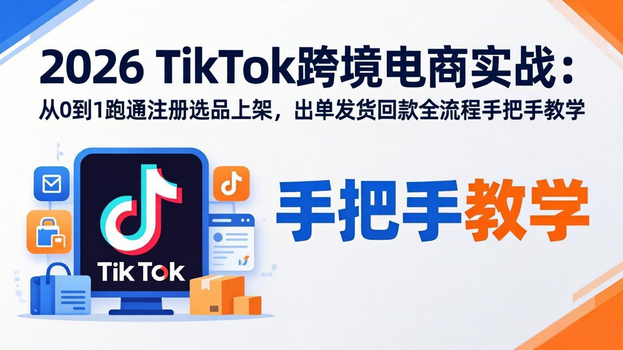 2026TikTok跨境电商实战-更新：从0到1跑通注册选品上架，出单发货回款全流程手把手教学-保成圈-山云人力,分享创业咨询_最新网络项目资源