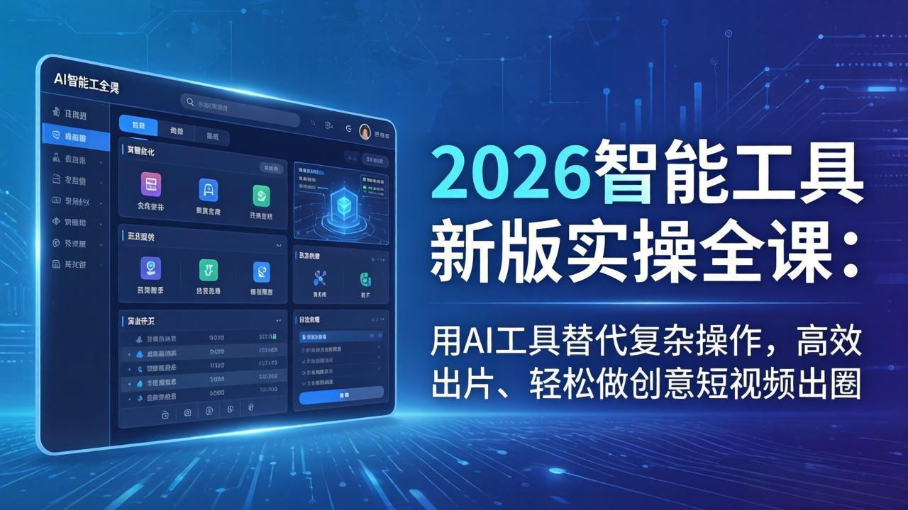 2026智能工具新版实操全课：用AI工具替代复杂操作，高效出片、轻松做创意短视频出圈-保成圈-山云人力,分享创业咨询_最新网络项目资源