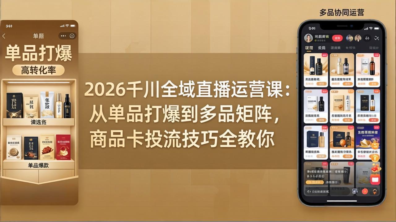 2026千川全域直播运营课：从单品打爆到多品矩阵，商品卡投流技巧全教你-保成圈-山云人力,分享创业咨询_最新网络项目资源