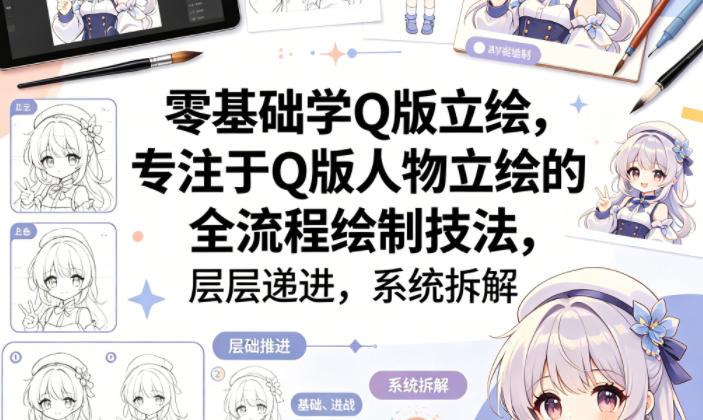 零基础学Q版立绘，专注于Q版人物立绘的全流程绘制技法，层层递进，系统拆解-保成圈-山云人力,分享创业咨询_最新网络项目资源