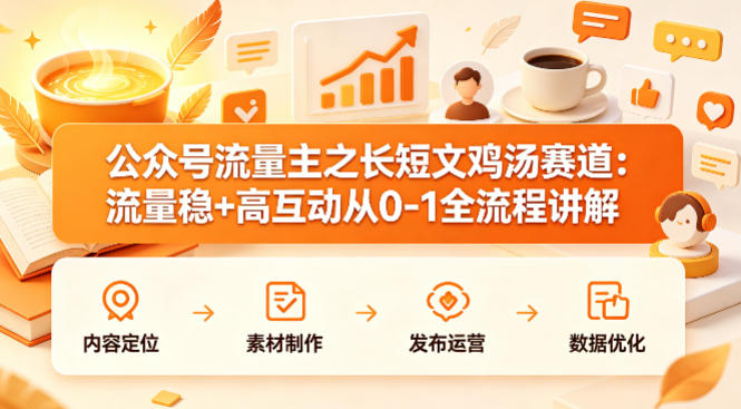 公众号流量主之长短文鸡汤赛道，流量稳+高互动，从0-1全流程讲解-保成圈-山云人力,分享创业咨询_最新网络项目资源