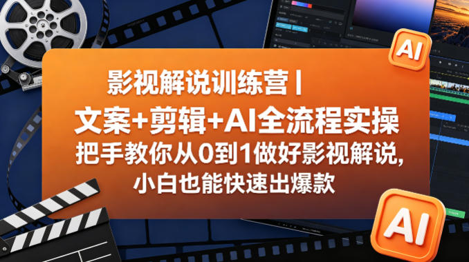 影视解说训练营｜文案+剪辑+AI全流程实操，把手教你从0到1做好影视解说，小白也能快速出爆款-保成圈-山云人力,分享创业咨询_最新网络项目资源