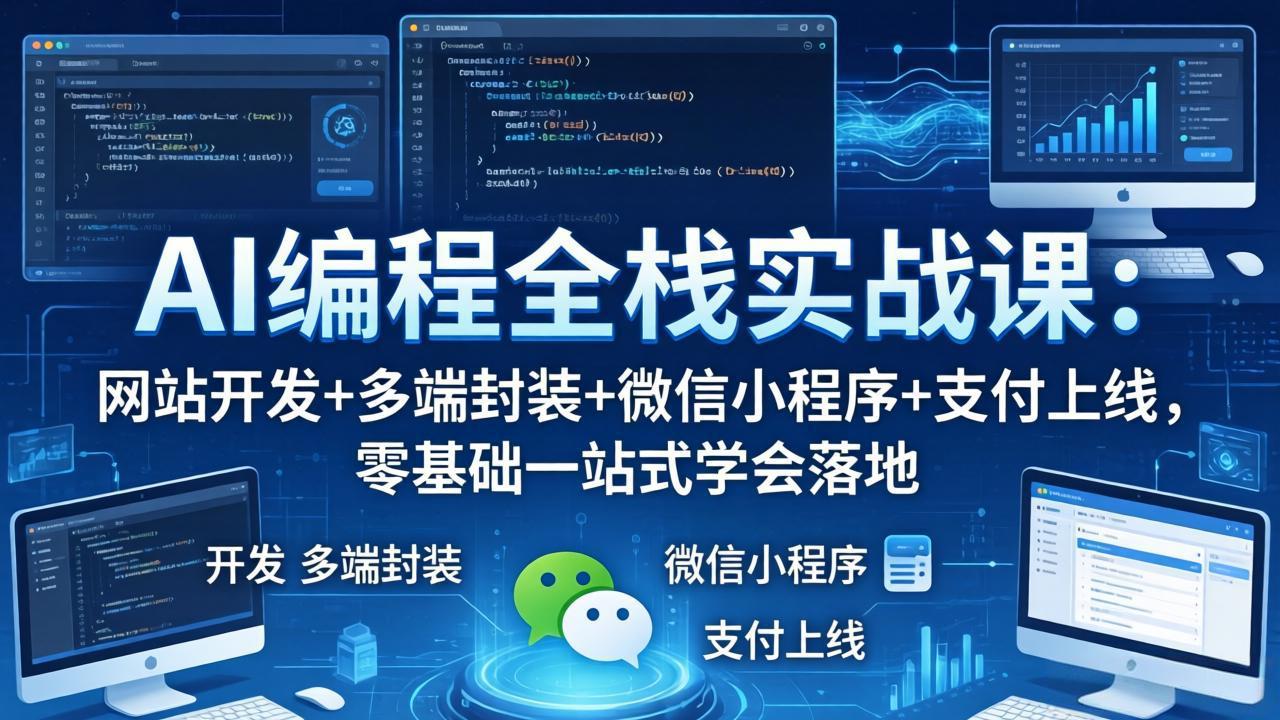 AI编程全栈实战课：网站开发+多端封装+微信小程序+支付上线，零基础一站式学会落地-保成圈-山云人力,分享创业咨询_最新网络项目资源