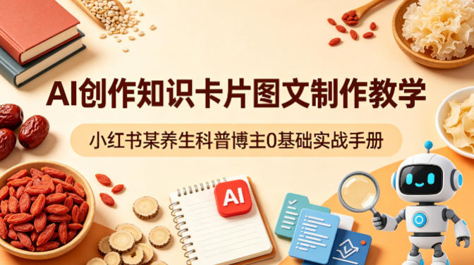 AI创作知识卡片图文制作教学，小红书某养生科普博主0基础实战手册-保成圈-山云人力,分享创业咨询_最新网络项目资源