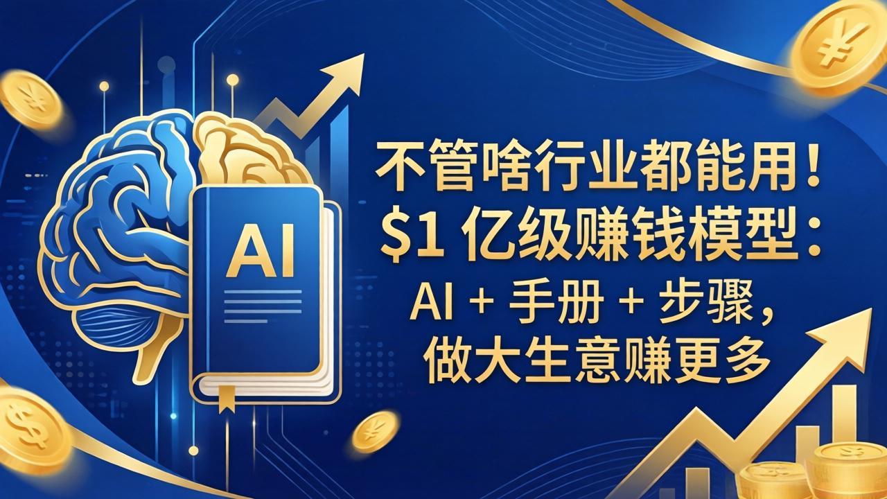 不管啥行业都能用！$1 亿级赚钱模型：AI + 手册 + 步骤，做大生意赚更多-保成圈-山云人力,分享创业咨询_最新网络项目资源