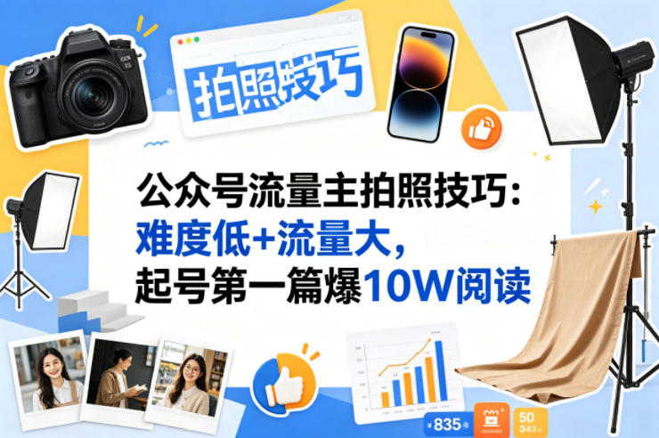 公众号流量主之拍照技巧赛道，难度低+流量大，起号第一篇就爆了10w阅读-保成圈-山云人力,分享创业咨询_最新网络项目资源