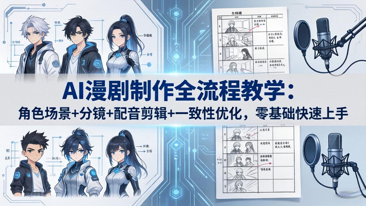 AI漫剧制作全流程教学：角色场景+分镜+配音剪辑+一致性优化，零基础快速上手-保成圈-山云人力,分享创业咨询_最新网络项目资源